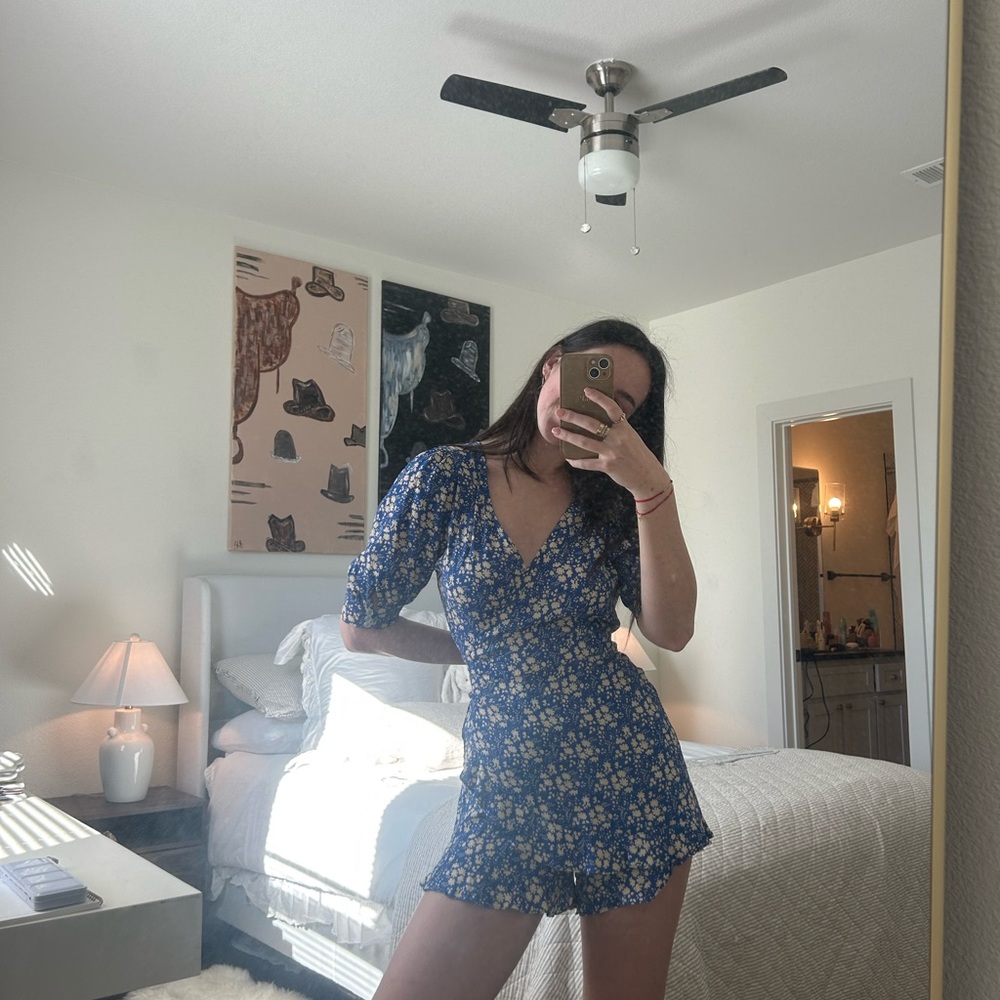 Floral Blue Romper